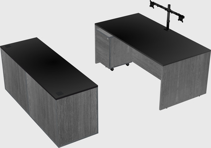 Bureau parallèle avec crédence