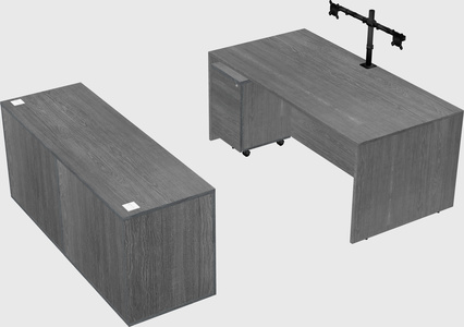 Bureau parallèle avec crédence