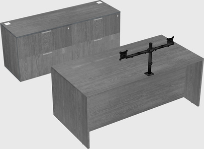 Bureau parallèle avec crédence