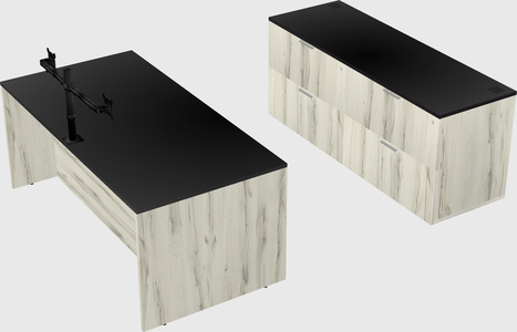Parallel desk with credenza