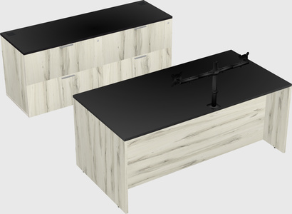 Parallel desk with credenza