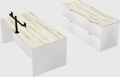 Parallel desk with credenza