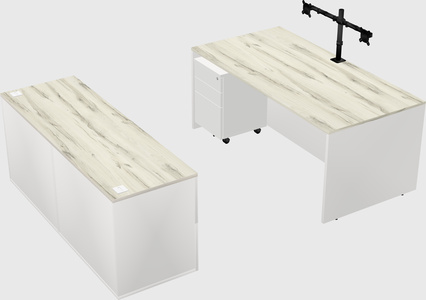 Parallel desk with credenza
