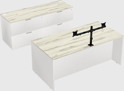 Parallel desk with credenza