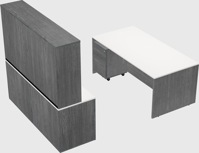 Bureau parallèle avec crédence