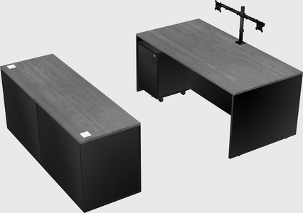 Bureau parallèle avec crédence
