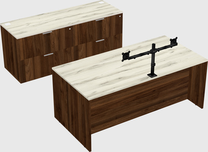Parallel desk with credenza