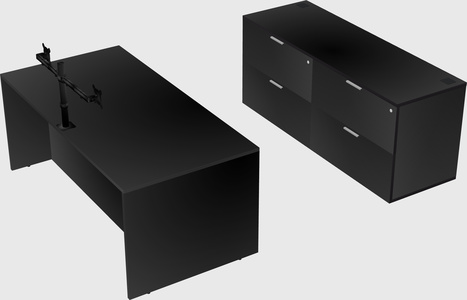 Parallel desk with credenza