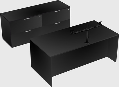 Parallel desk with credenza
