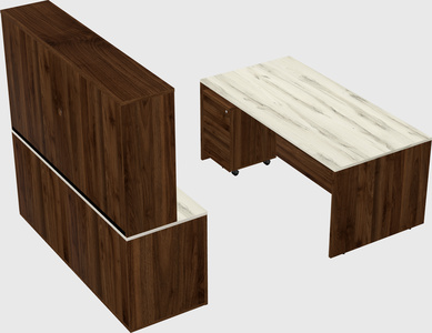 Parallel desk with credenza