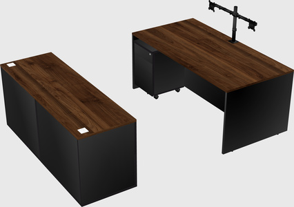 Bureau parallèle avec crédence