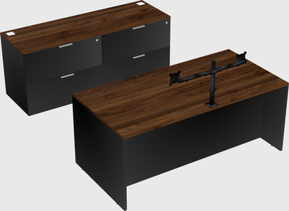 Bureau parallèle avec crédence