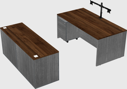 Parallel desk with credenza
