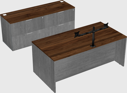 Parallel desk with credenza