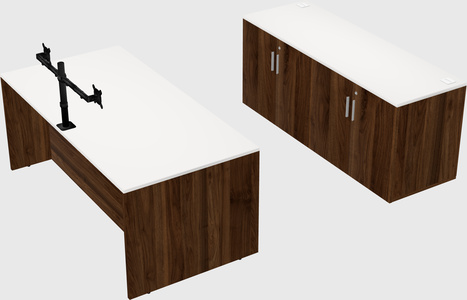Parallel desk with credenza
