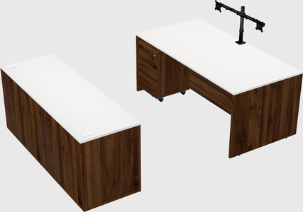 Parallel desk with credenza