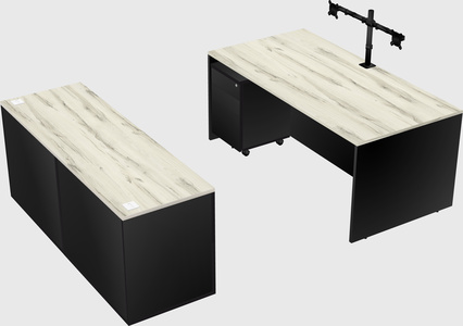 Parallel desk with credenza