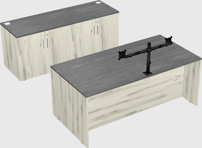 Bureau parallèle avec crédence
