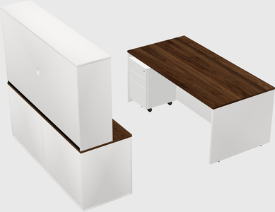 Parallel desk with credenza