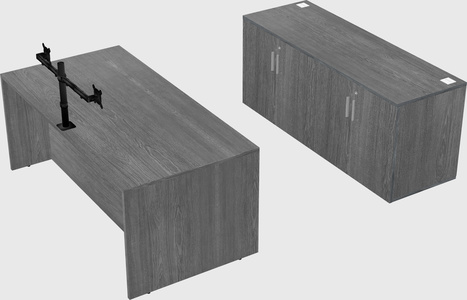 Parallel desk with credenza