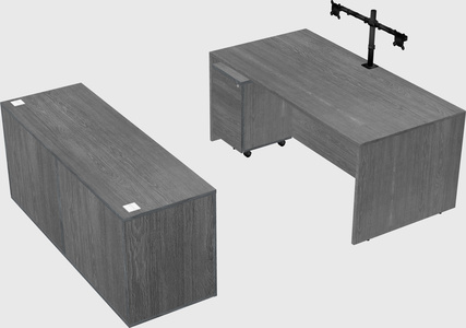 Parallel desk with credenza