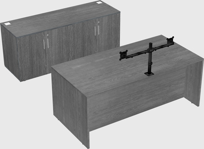 Parallel desk with credenza