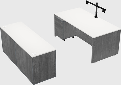 Parallel desk with credenza