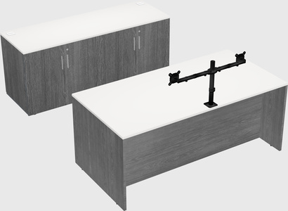 Parallel desk with credenza