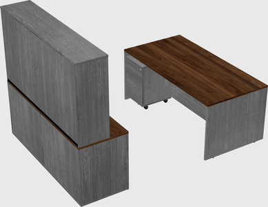 Parallel desk with credenza