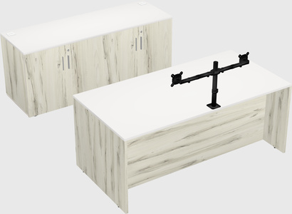 Bureau parallèle avec crédence