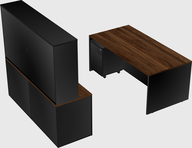 Parallel desk with credenza