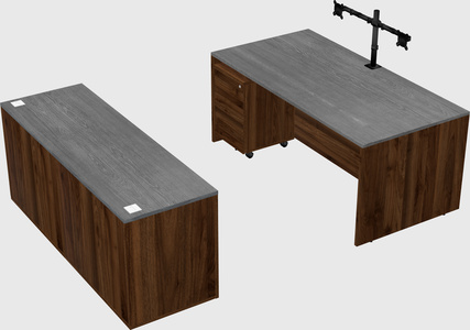 Parallel desk with credenza