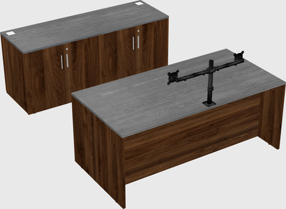 Parallel desk with credenza