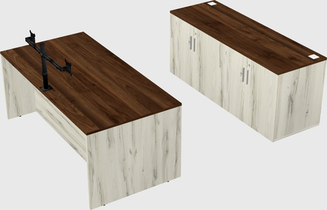 Parallel desk with credenza
