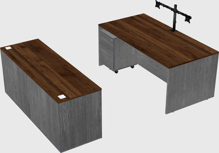 Parallel desk with credenza