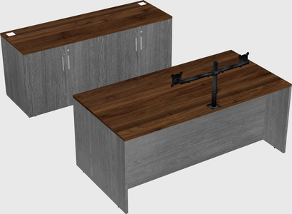 Parallel desk with credenza