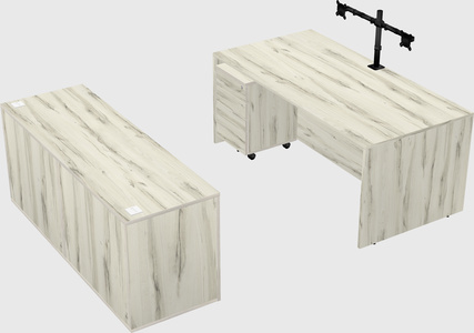 Parallel desk with credenza