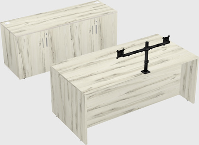 Parallel desk with credenza
