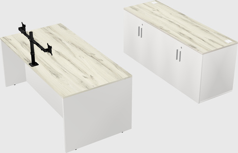 Parallel desk with credenza