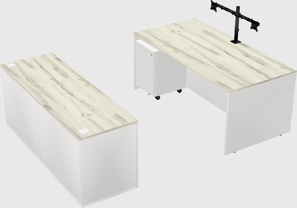 Parallel desk with credenza