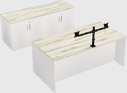 Parallel desk with credenza