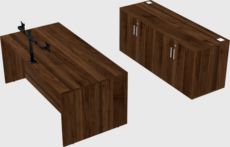 Parallel desk with credenza