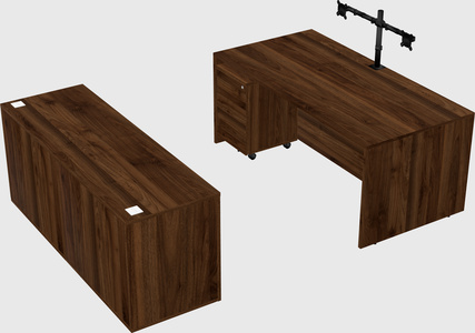Parallel desk with credenza
