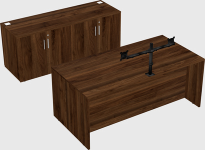 Parallel desk with credenza