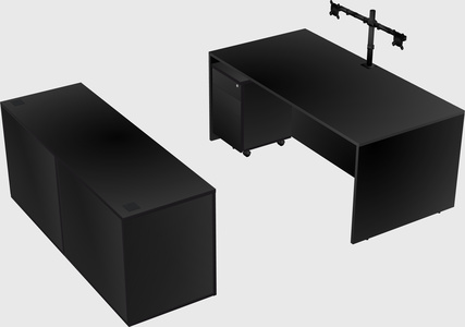 Parallel desk with credenza