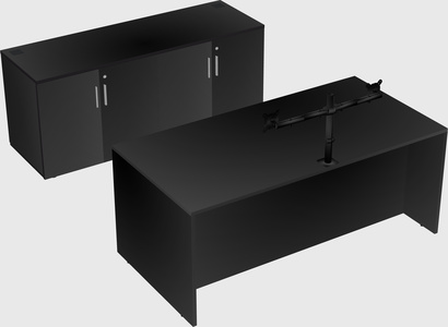 Parallel desk with credenza