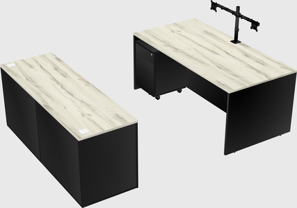 Bureau parallèle avec crédence