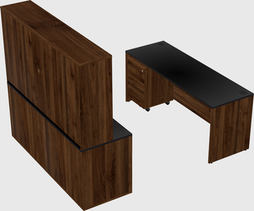 Parallel desk with credenza