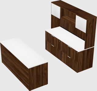 Parallel desk with credenza