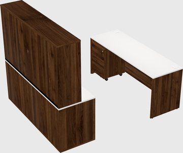 Parallel desk with credenza